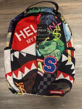 Sprayground Multicolor Graphic Shark Patch Backpack